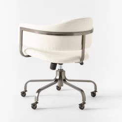 Stretta Ivory Velvet Office Chair -Chic Living Shop StrettaIvoryMtlOffcChair3QBSSS22