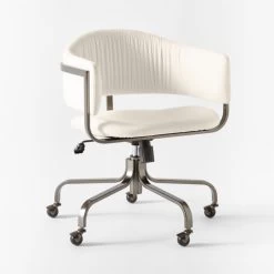Stretta Ivory Velvet Office Chair -Chic Living Shop StrettaIvoryMtlOffcChair3QSSS22