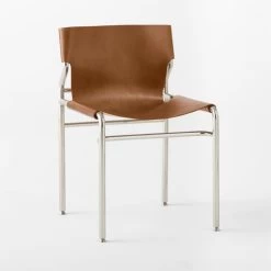Surf Sling Brown Leather Dining Chair -Chic Living Shop SurfBrnLthrSlingDnngChr3QSSF21