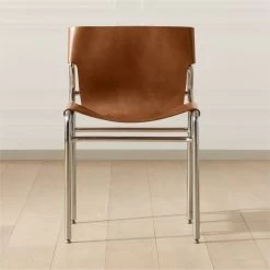 Surf Sling Brown Leather Dining Chair