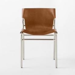 Surf Sling Brown Leather Dining Chair -Chic Living Shop SurfBrnLthrSlingDnngChrSOSSF21