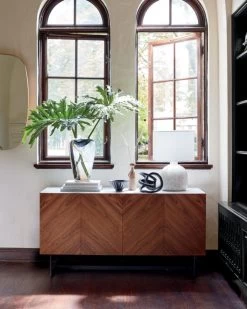 Suspend Marble And Brown Walnut Wood Media Console -Chic Living Shop SuspendIIMediaConsoleJN19