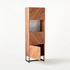 Suspend White Marble And Wood Bar Cabinet -Chic Living Shop SuspendIITallBarCabinet3QAVSSS21