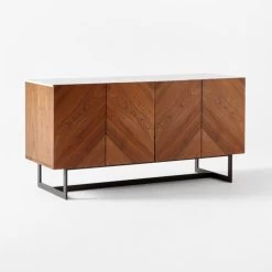 Suspend Marble And Brown Walnut Wood Media Console -Chic Living Shop SuspendMediaConsole3QSSS22