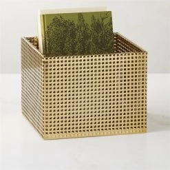 Tegan Perforated Brass Metal Storage Basket Small -Chic Living Shop TeganBrassPrfrtdBasketAVSHS23