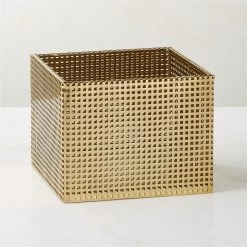 Tegan Perforated Brass Metal Storage Basket Small
