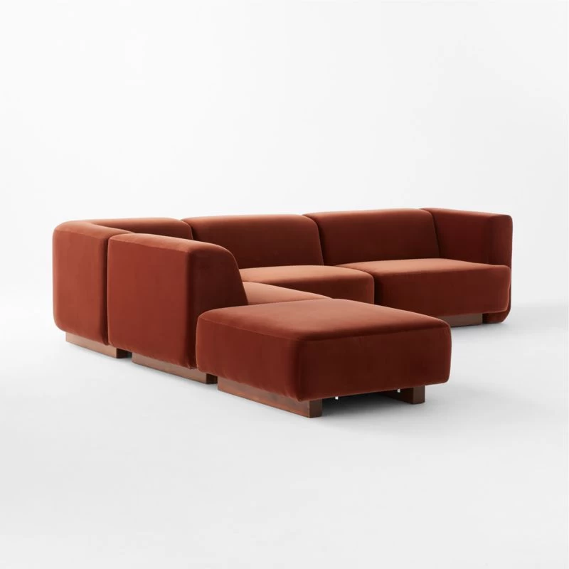 Terrain 5-Piece L-Shaped Bronze Brown Velvet Sectional Sofa With Right Arm 5 Terrain 5-Piece L-Shaped Bronze Brown Velvet Sectional Sofa With Right Arm - Image 3