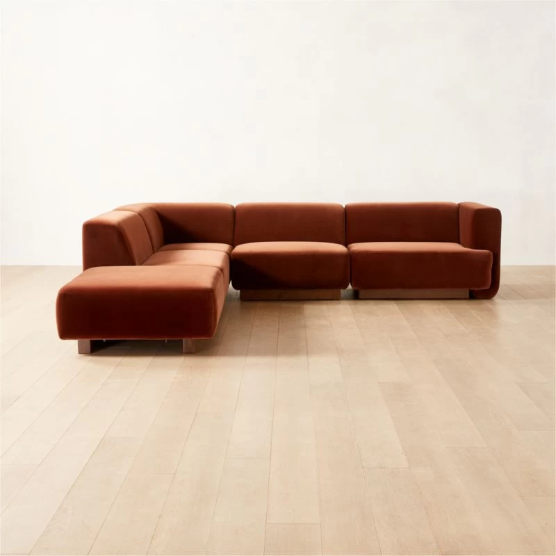 Terrain 5-Piece L-Shaped Bronze Brown Velvet Sectional Sofa With Right Arm 3 Terrain 5-Piece L-Shaped Bronze Brown Velvet Sectional Sofa With Right Arm