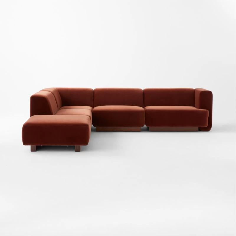 Terrain 5-Piece L-Shaped Bronze Brown Velvet Sectional Sofa With Right Arm 4 Terrain 5-Piece L-Shaped Bronze Brown Velvet Sectional Sofa With Right Arm - Image 2