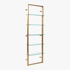 Tesso Brass Metal Wall Mount Bookshelf -Chic Living Shop TessoBrushedBrassBookcs3QS20