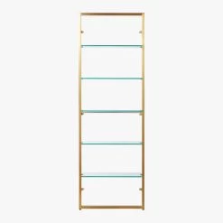 Tesso Brass Metal Wall Mount Bookshelf -Chic Living Shop TessoBrushedBrassBookcsSOS20