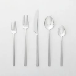 20-Piece Tilt Brushed Silver Flatware Set
