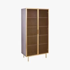 Trace Brass Wire Bookcase -Chic Living Shop TraceBrassMshDoorBookcase3QF19