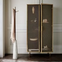 Trace Brass Wire Bookcase -Chic Living Shop TraceBrassWireMeshFB21 1x1