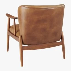 Troubadour Saddle Leather Wood Frame Chair -Chic Living Shop TroubadourBrwnLthrArmChr3QBF19