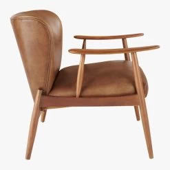 Troubadour Saddle Leather Wood Frame Chair -Chic Living Shop TroubadourBrwnLthrArmChrSDF19