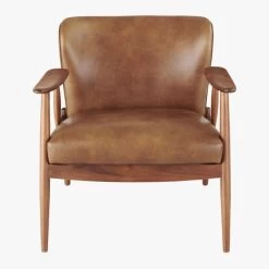 Troubadour Saddle Leather Wood Frame Chair -Chic Living Shop TroubadourBrwnLthrArmChrSOF19
