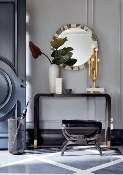 Drizzle Black Umbrella Stand -Chic Living Shop TylerLeatherConsoleTableStitchedJN19