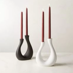 Uri Matte Black Cement Taper Candle Holder -Chic Living Shop UriTaperHolderCollectionAVFHF23