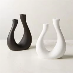 Uri Matte Black Cement Taper Candle Holder -Chic Living Shop UriTaperHolderCollectionFHF23