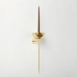 Vela Unlaquered Brass Wall Sconce Taper Candle Holder