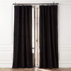 Black Velvet Window Curtain Panel 48''x96''
