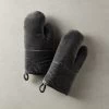 Charcoal Grey Velvet Oven Mitts Set Of 2 -Chic Living Shop VelvetPotHolderS2SHS20