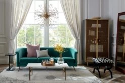 Trace Brass Wire Bookcase -Chic Living Shop VicenteTealVelvetSofaJL19