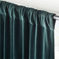 Dark Green Organic Cotton Velvet Window Curtain Panel 48"x84'' -Chic Living Shop VlvtDkGnOrgCtnCrtn96PnlAV2SHF23