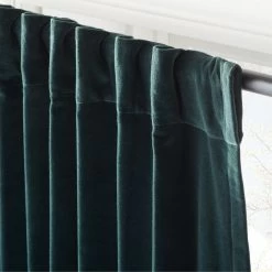 Dark Green Organic Cotton Velvet Window Curtain Panel 48"x84'' -Chic Living Shop VlvtDkGnOrgCtnCrtn96PnlAV3SHF23