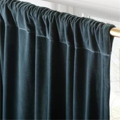 Dark Teal Organic Cotton Velvet Window Curtain Panel 48"x84'' -Chic Living Shop VlvtMgcFtOrgCtnCrtn96PnlAV2SHF23