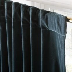 Dark Teal Organic Cotton Velvet Window Curtain Panel 48"x84'' -Chic Living Shop VlvtMgcFtOrgCtnCrtn96PnlAV3SHF23