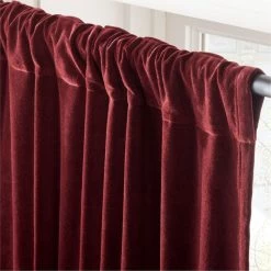 Red Organic Cotton Velvet Window Curtain Panel 48"x84'' -Chic Living Shop VlvtRedOrgCtnCrtn96PnlAV2SHF23