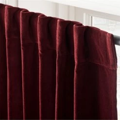 Red Organic Cotton Velvet Window Curtain Panel 48"x84'' -Chic Living Shop VlvtRedOrgCtnCrtn96PnlAV3SHF23
