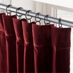 Red Organic Cotton Velvet Window Curtain Panel 48"x84'' -Chic Living Shop VlvtRedOrgCtnCrtn96PnlAVSHF23