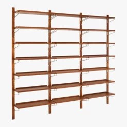 Walnut Modular Triple Shelf 88" 20 Walnut Modular Triple Shelf 88" -Chic Living Shop WalnutMod88TripleShelf3QF18