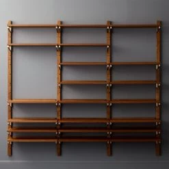 Walnut Modular Triple Shelf 88" 15 Walnut Modular Triple Shelf 88" -Chic Living Shop WalnutMod88TripleShelfRO5F18