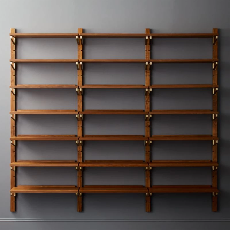 Walnut Modular Triple Shelf 88" 5 Walnut Modular Triple Shelf 88" - Image 3