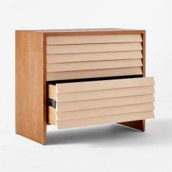 Wane Wood 2-Drawer File Cabinet With Vegan Leather Drawers -Chic Living Shop WaneWideFileCabinet3QAVSSS22