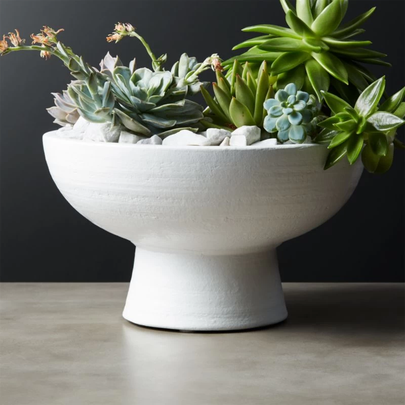 White Ceramic Pedestal Bowl 4 White Ceramic Pedestal Bowl - Image 2