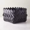 Willa Woven Black Leather Storage Basket Small -Chic Living Shop WillaBkLthrWovenBasketSmSHF22