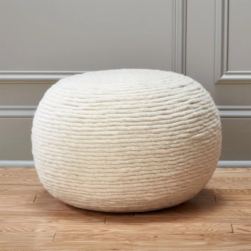 Wool Wrap Natural Pouf 3 Wool Wrap Natural Pouf