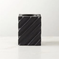 Zeke Blackened Teak Pillar Candle Holder Small